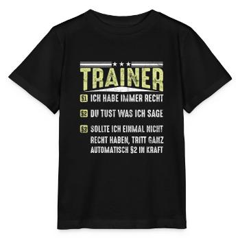 Trainer Sport Sportarten Geschenkidee - Stanley/Stella Kinder T-Shirt MINI CREATOR  - Schwarz - Vorne - Mikhail (115cm)