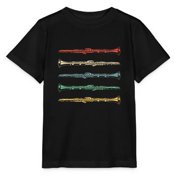Clarinet orchestra wind instrument instrument - Stanley/Stella MINI CREATOR Kids’ T-Shirt - black - Front - Mikhail (115cm)