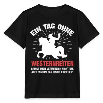 Westernreiten - Stanley/Stella Kinder T-Shirt MINI CREATOR  - Schwarz - Vorne - Mikhail (115cm)