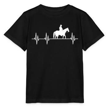 Western Riding Horse ECG Heartbeat - Stanley/Stella MINI CREATOR Kids’ T-Shirt - black - Front - Mikhail (115cm)