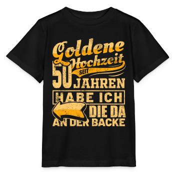 Goldene Hochzeit seit 50 Jahren Partnerlook - Stanley/Stella Kinder T-Shirt MINI CREATOR  - Schwarz - Vorne - Mikhail (115cm)