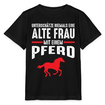 Reiterin Pferd Reiten Reitsport Pferdesprüche - Stanley/Stella Kinder T-Shirt MINI CREATOR  - Schwarz - Vorne - Mikhail (115cm)