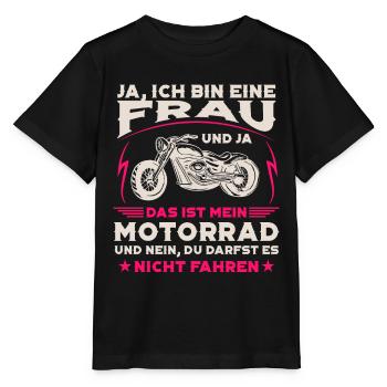 Bikerin Motorradfahrerin Frau Motorrad Spruch - Stanley/Stella Kinder T-Shirt MINI CREATOR  - Schwarz - Vorne - Mikhail (115cm)