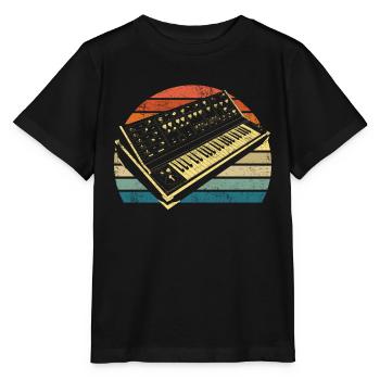 Synthesizer Keyboard Retro Vintage - Stanley/Stella Kinder T-Shirt MINI CREATOR  - Schwarz - Vorne - Mikhail (115cm)