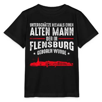 Flensburg Stadt Skyline | Alter Mann Flensburger - Stanley/Stella Kinder T-Shirt MINI CREATOR  - Schwarz - Vorne - Mikhail (115cm)