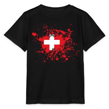Encre du drapeau suisse - T-shirt bio MINI CREATOR Stanley/Stella Enfant - noir - Devant - Mikhail (115cm)