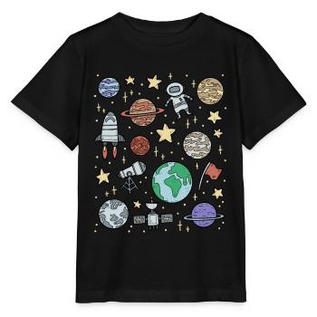Universum Weltraum Raumfahrt - Stanley/Stella Kinder T-Shirt MINI CREATOR  - Schwarz - Vorne - Mikhail (115cm)