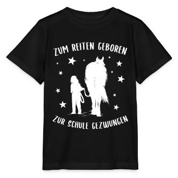 Born to ride, forced to go to school- riding - Stanley/Stella MINI CREATOR Kids’ T-Shirt - black - Front - Mikhail (115cm)