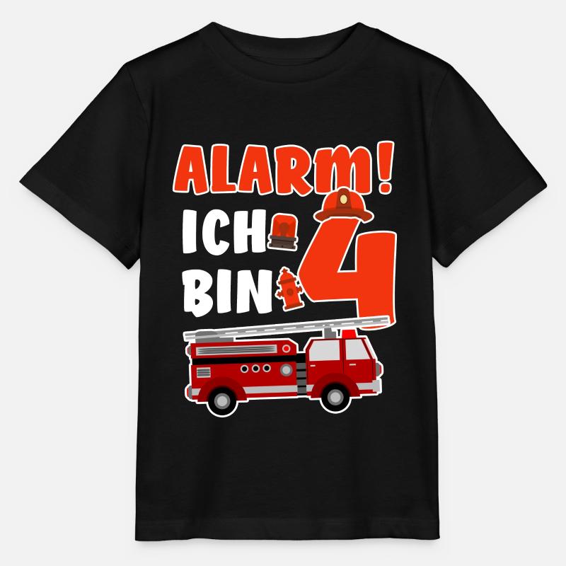 Alarm Ich bin 4 - 4. Geburtstag - Feuerwehr - - Stanley/Stella Kinder T-Shirt MINI CREATOR - Schwarz