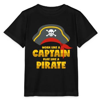 Work Like A Captain Play Like A Pirate - Stanley/Stella MINI CREATOR Kids’ T-Shirt - black - Front - Mikhail (115cm)