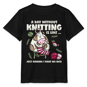Knitting Saying Knitting Cow Urban Knitting - Stanley/Stella MINI CREATOR Kids’ T-Shirt - black - Front - Mikhail (115cm)