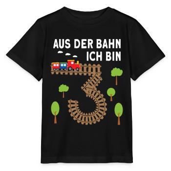 Junge Geburtstag 3 Jahre Zug Eisenbahn Geburtstag - Stanley/Stella Kinder T-Shirt MINI CREATOR  - Schwarz - Vorne - Mikhail (115cm)