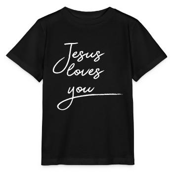 Jesus loves you - T-shirt bio MINI CREATOR Stanley/Stella Enfant - noir - Devant - Mikhail (115cm)