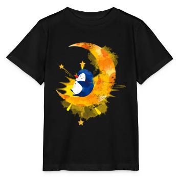 Lune dormir animal motif pingouin - T-shirt bio MINI CREATOR Stanley/Stella Enfant - noir - Devant - Mikhail (115cm)