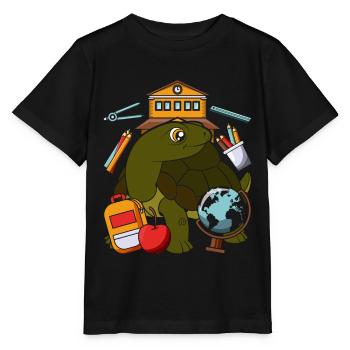 School Animal Gift School Beginners Turtle - Stanley/Stella MINI CREATOR Kids’ T-Shirt - black - Front - Mikhail (115cm)