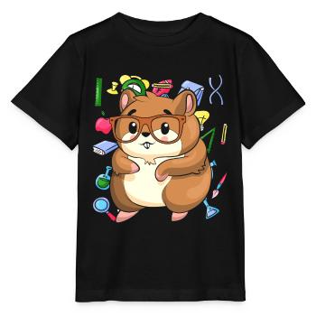 School Animal Motif Gift School Beginners Hamster - Stanley/Stella MINI CREATOR Kids’ T-Shirt - black - Front - Mikhail (115cm)