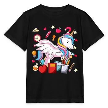 Ecole Motif Motif Ecole Ecole Débutants Licorne - T-shirt bio MINI CREATOR Stanley/Stella Enfant - noir - Devant - Mikhail (115cm)