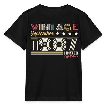 Jahrgang September 1987 September 1987 September - Stanley/Stella Kinder T-Shirt MINI CREATOR  - Schwarz - Vorne - Mikhail (115cm)