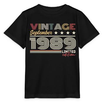 Jahrgang September 1989 September 1989 September - Stanley/Stella Kinder T-Shirt MINI CREATOR  - Schwarz - Vorne - Mikhail (115cm)