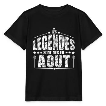 Aout | les Légendes sont nés en Aout Anniversaire - T-shirt bio MINI CREATOR Stanley/Stella Enfant - noir - Devant - Mikhail (115cm)