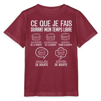 Burger Cadeau Drôle Humour Bouffe Rigolo !! - T-shirt bio MINI CREATOR Stanley/Stella Enfant - bordeaux - Devant - Kain (125cm)