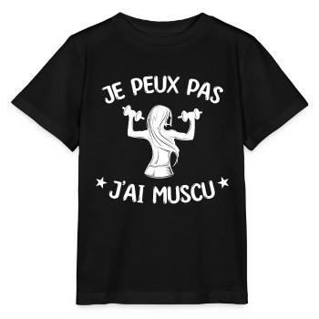 fille musculation la muscu je peux pas j'ai muscu - T-shirt bio MINI CREATOR Stanley/Stella Enfant - noir - Devant - Mikhail (115cm)