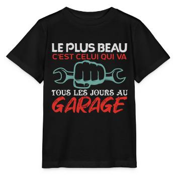 Mécanicien | lAutomobile Cadeau Auto Garage - T-shirt bio MINI CREATOR Stanley/Stella Enfant - noir - Devant - Mikhail (115cm)