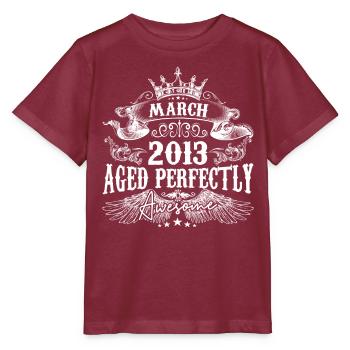 2013 | März 2013 Geburtstag Perfekt gealtert - Stanley/Stella Kinder T-Shirt MINI CREATOR  - Burgunderrot - Vorne - Kain (125cm)