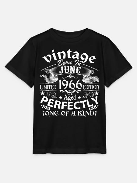 Kesäkuu 1966| syntymäpäivä 1966 Vintage kesäkuu - Stanley/Stella MINI CREATOR lasten t-paita - musta