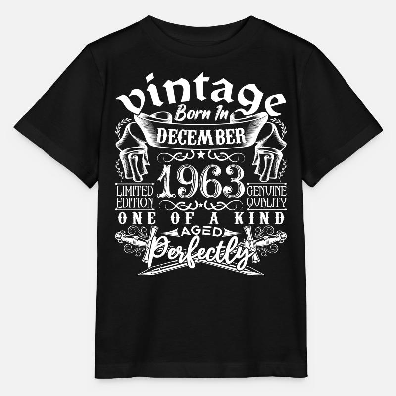 1963 Décembre 1963 anniversaire Décember 1963 - T-shirt bio MINI CREATOR Stanley/Stella Enfant - noir