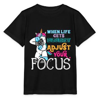 Unicorn photographer photographer gift camera - Stanley/Stella MINI CREATOR Kids’ T-Shirt - black - Front - Mikhail (115cm)