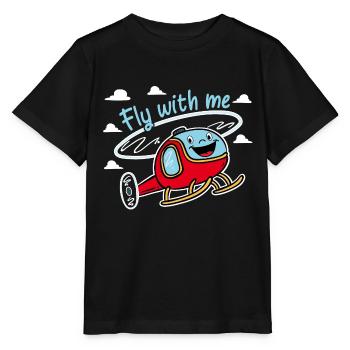 Flieg mit mir | lustigerroter Helikopter - Stanley/Stella Kinder T-Shirt MINI CREATOR  - Schwarz - Vorne - Mikhail (115cm)