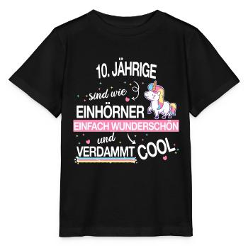 Geburtstag 10 Geburtstag Einhorn Spruch Party - Stanley/Stella Kinder T-Shirt MINI CREATOR  - Schwarz - Vorne - Mikhail (115cm)