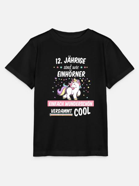 Geburtstag 12 Geburtstag Einhorn Spruch Party - Stanley/Stella Kinder T-Shirt MINI CREATOR  - Schwarz