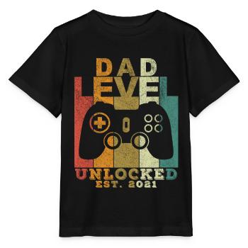 Dad level unlocked Pregnancy Announcement 2021 - Stanley/Stella Kinder T-Shirt MINI CREATOR  - Schwarz - Vorne - Mikhail (115cm)
