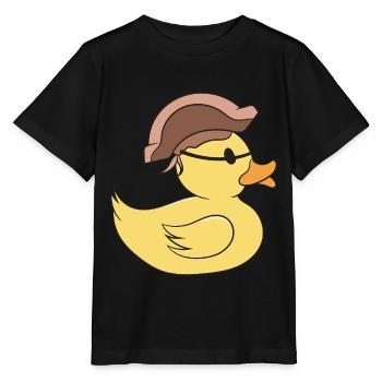 Pirate Rubber Duck Caribbean Buccaneer Duckie Boy - Stanley/Stella MINI CREATOR Kids’ T-Shirt - black - Front - Mikhail (115cm)