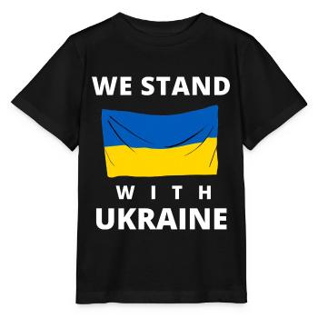 Drapeau de l’Ukraine. nous sommes aux côtés de l’Ukraine - T-shirt bio MINI CREATOR Stanley/Stella Enfant - noir - Devant - Mikhail (115cm)