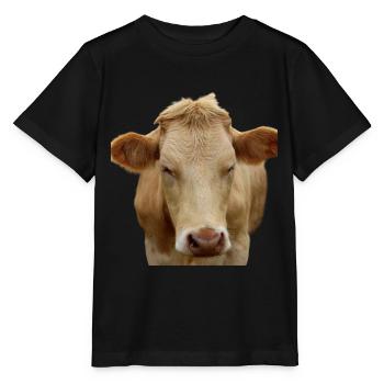 Kuh Kuhkopf Geschenk Bauern Landwirte - Stanley/Stella Kinder T-Shirt MINI CREATOR  - Schwarz - Vorne - Mikhail (115cm)