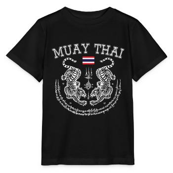 Muay Thai Tiger Thailand Kickboxing Martial Art - Stanley/Stella MINI CREATOR Kids’ T-Shirt - black - Front - Mikhail (115cm)