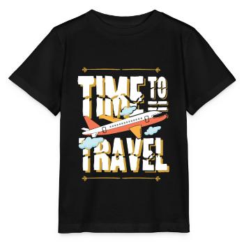 Travel Airplane Travel - Stanley/Stella MINI CREATOR Kids’ T-Shirt - black - Front - Mikhail (115cm)