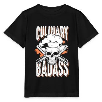 Chef de cuisine crâne culinaire - T-shirt bio MINI CREATOR Stanley/Stella Enfant - noir - Devant - Mikhail (115cm)
