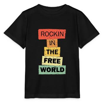 Rockin in the Free World funny quote saying gift - Stanley/Stella MINI CREATOR Kids’ T-Shirt - black - Front - Mikhail (115cm)