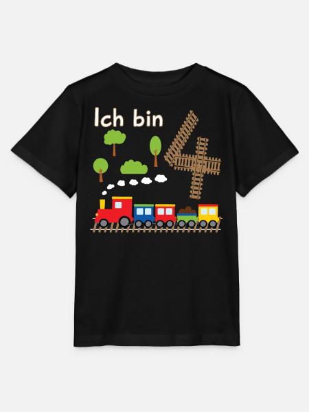 Junge Geburtstagsshirt 4 Jahre Geburtstag Zug - Stanley/Stella Kinder T-Shirt MINI CREATOR - Schwarz