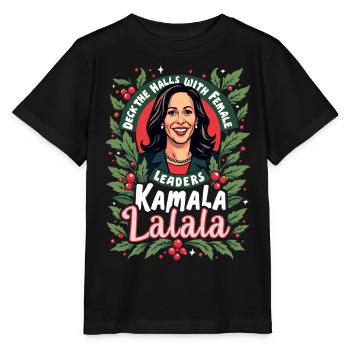 Kamala LALALA Weibliche Führung 2024 Wahlen - Stanley/Stella Kinder T-Shirt MINI CREATOR  - Schwarz - Vorne - Mikhail (115cm)