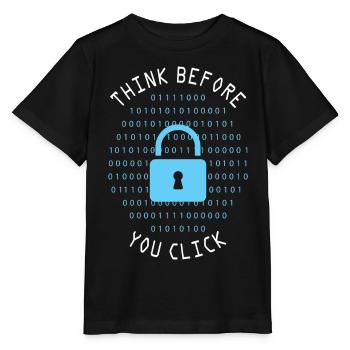 Denke nach bevor du klickst - Sicherheit im Netz - Stanley/Stella Kinder T-Shirt MINI CREATOR  - Schwarz - Vorne - Mikhail (115cm)