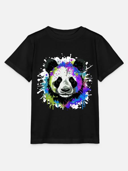 Panda Kopf Porträt Bunt - Stanley/Stella Kinder T-Shirt MINI CREATOR  - Schwarz