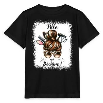 Bun Girl Tearing Super Girl - Stanley/Stella MINI CREATOR Kids’ T-Shirt - black - Front - Mikhail (115cm)