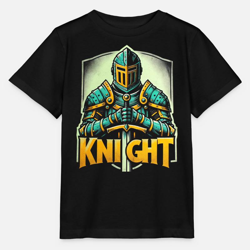Épée Armure de Chevalier Médiéval - T-shirt bio MINI CREATOR Stanley/Stella Enfant - noir