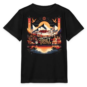Tibet Lhasa Buddhistischer Tempel - Stanley/Stella Kinder T-Shirt MINI CREATOR  - Schwarz - Vorne - Mikhail (115cm)
