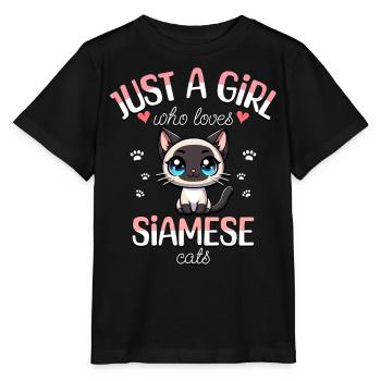 Mädchen liebt Siamkatze - Stanley/Stella Kinder T-Shirt MINI CREATOR  - Schwarz - Vorne - Mikhail (115cm)